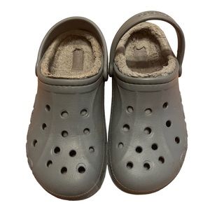 Gray fleece lined Crocs size Y2